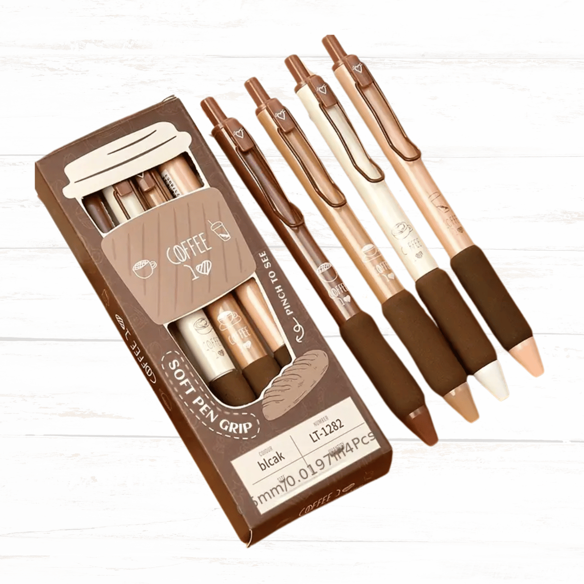 Coffee-Colored Retractable Gel Pens – Soft Grip 4-Pack