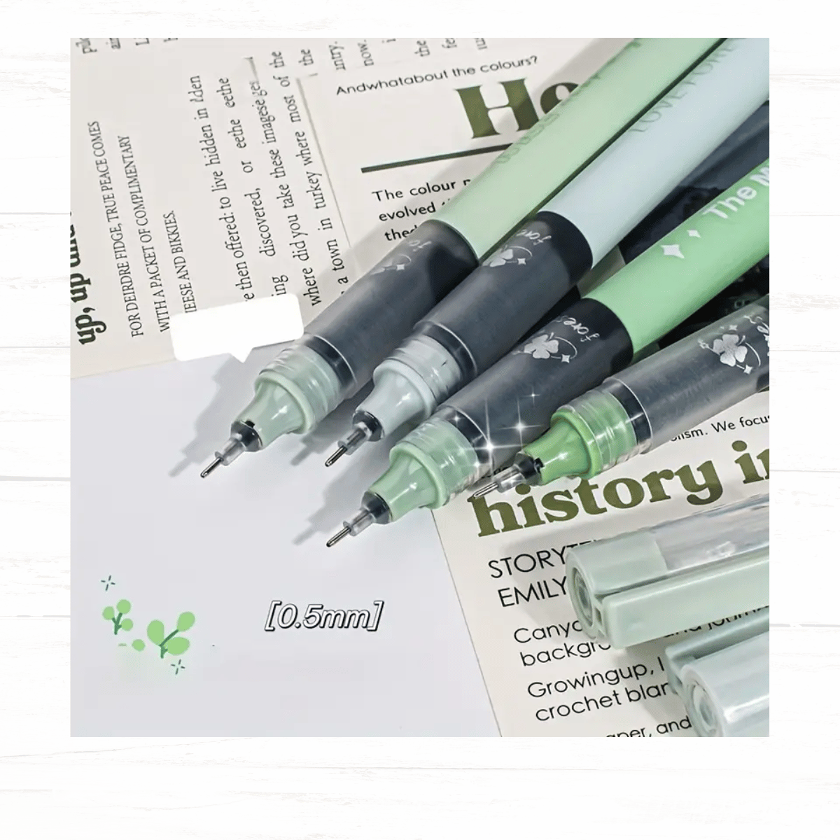 Mint Forest Gel Pens – 0.5mm Black Ink 6 pack