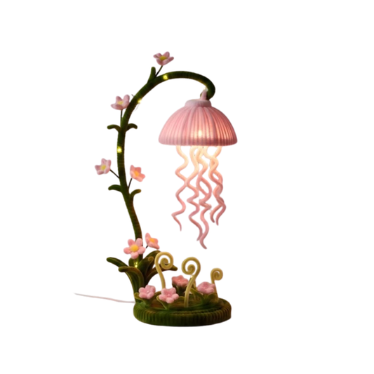 Soft blush jellyfish fairy lamp night light handmade with LED fairy lights — Purely Euphoria