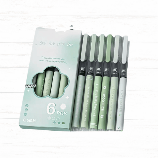 Mint Forest Gel Pens – 0.5mm Black Ink 6 pack