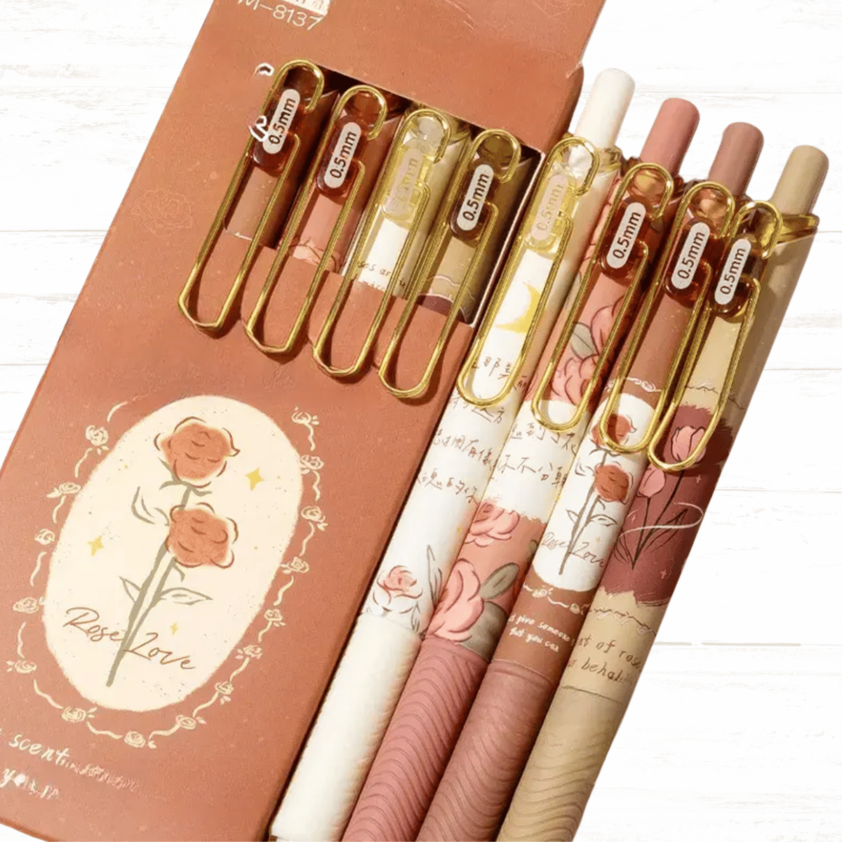 4-Pack Cute Rose Floral Retractable Gel Pens