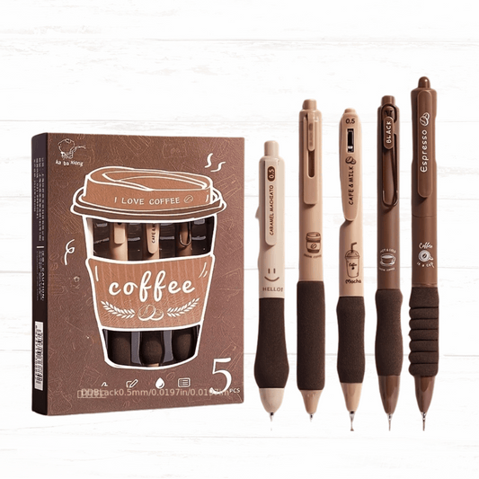 Large-Capacity Coffee-Colored Gel Pens – 0.5mm Micro Tip 5 Pack