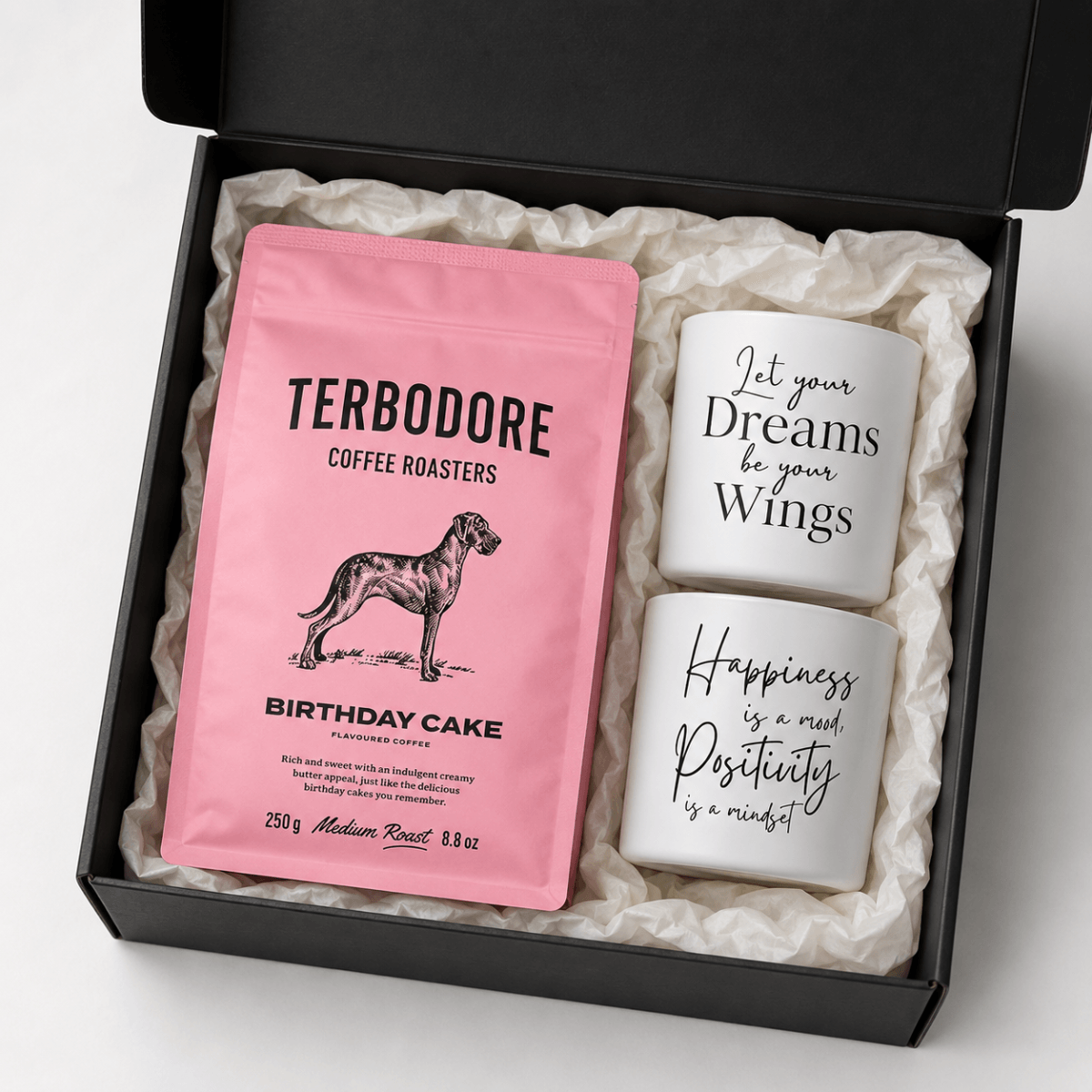 The Morning Ritual Gift Set – Birthday Cake Coffee & Inspirational Candles | Gift Set for Her