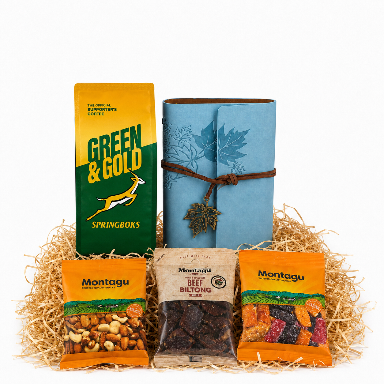 Dad Gift #012 with Springbok Coffee, Blue Journal, Biltong & Snacks