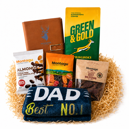 Dad Gift #015 | Father’s Day Dad Gift Set with Coffee, Blanket, Notebook & Biltong