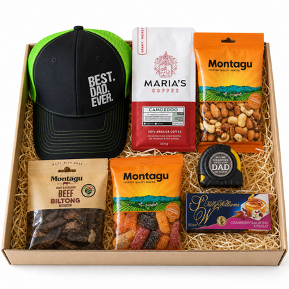 Father’s Day Dad Gift Set #019 | With Coffee, Cap, Tape Measure & Biltong