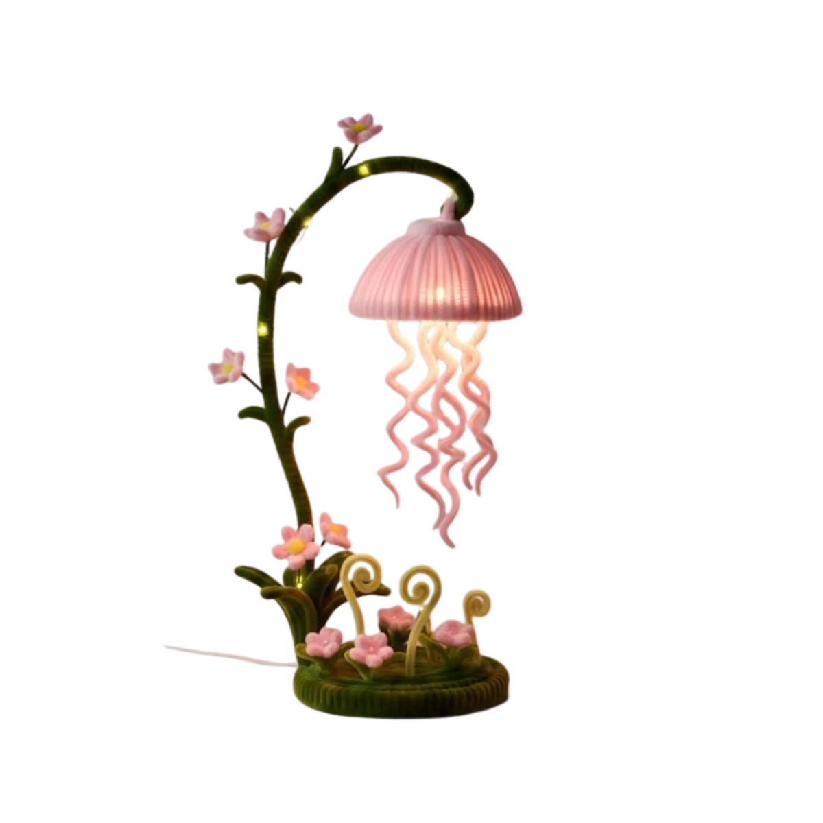 Soft blush jellyfish fairy lamp night light handmade with LED fairy lights — Purely Euphoria
