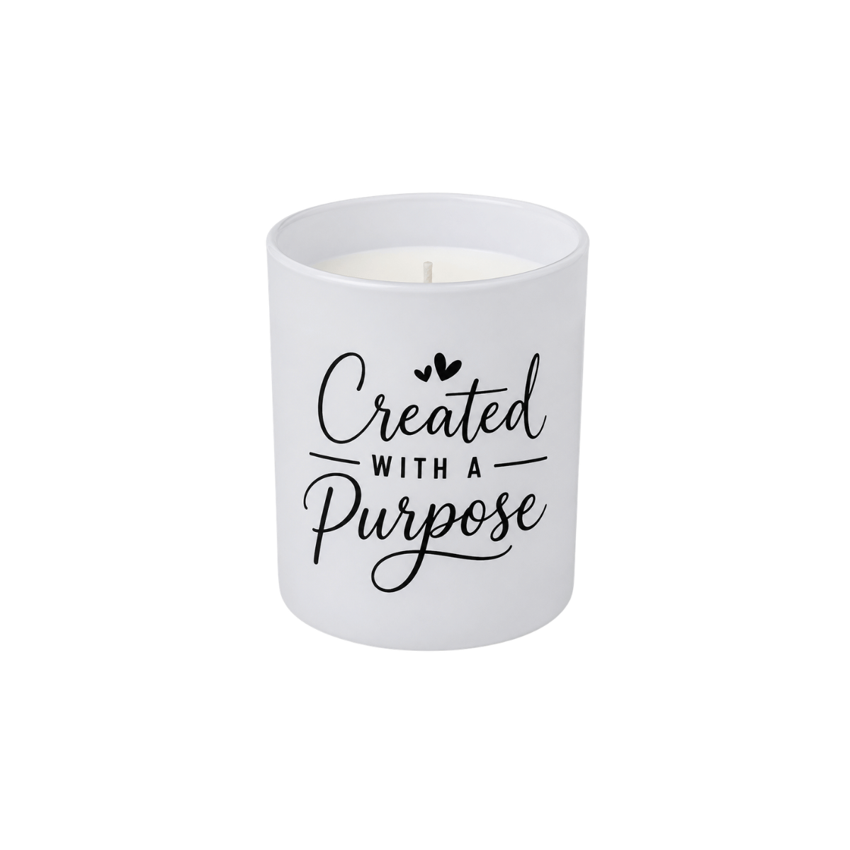 Meaningful personalised quote candle gift with optional custom wording
Inspirational candle with “Created With a Purpose” design
Custom quote candle for encouragement, birthdays and faith-based gifts
White matte glass candle with optional scent and personalisation