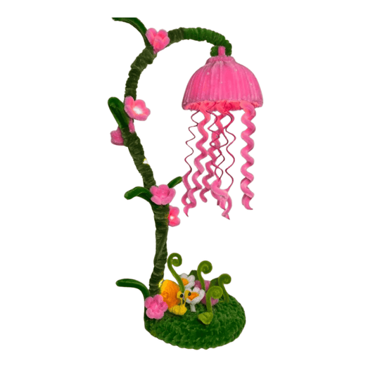 Handmade pink jellyfish night light fairy lamp with blossom arch, Garden Bright style — South Africa
